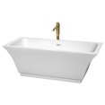 thumbnail image 1 of Galina 67 Inch Freestanding Bathtub in White with Shiny White Trim and Floor Mounted Faucet in Brushed Gold, 1 of 5