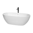 thumbnail image 1 of Juno 67 Inch Freestanding Bathtub in White with Shiny White Trim and Floor Mounted Faucet in Brushed Gold, 1 of 5