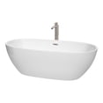 thumbnail image 1 of Juno 71" Freestanding Bathtub in White with Floor Mounted Faucet, Drain and Overflow Trim in Brushed, 1 of 3