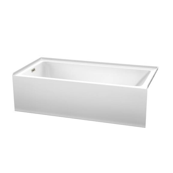 Wyndham Collection WCBTW16030L18BNTRIM 60 x 30 x 18 in. Grayley Alcove Bathtub with Left-Hand Drain & Overflow Trim, Brushed Nickel & White