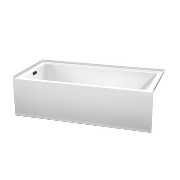Wyndham Collection WCBTW16030L18MBTRIM 60 x 30 x 18 in. Grayley Alcove Bathtub with Left-Hand Drain & Overflow Trim, Matte Black & White