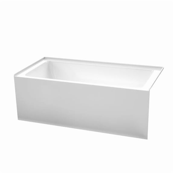 Wyndham Collection WCBTW16030RMBTRIM 60 x 30 in. Grayley Alcove Bathtub with Right-Hand Drain & Overflow Trim in Matte Black, White