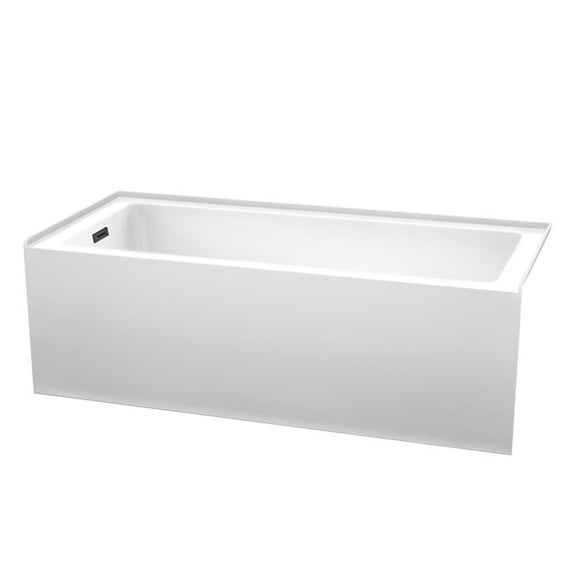 Wyndham Collection WCBTW16630LMBTRIM 66 x 30 in. Grayley Alcove Bathtub with Left-Hand Drain & Overflow Trim, White & Matte Black