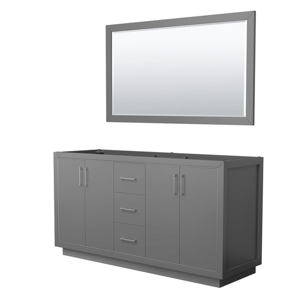 Wyndham Collection WCF111166DKGCXSXXM58 Icon 66" Double Free Standing Vanity Cabinet -