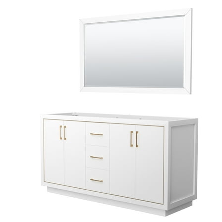 Wyndham Collection Wcf1111-66D-Cx-M58 Icon 66" Double Free Standing Vanity Cabinet - White