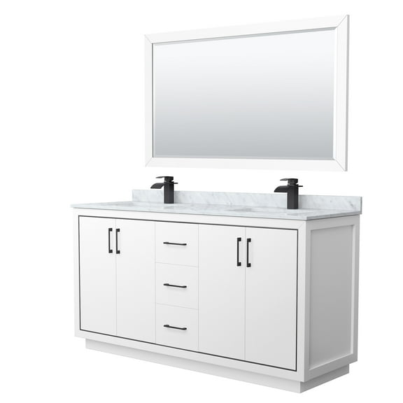 Wyndham Collection WCF111166DWBCMUNSM58 Icon 66" Free Standing Double Basin Vanity Set -