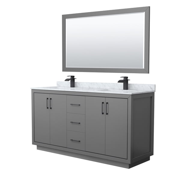 Wyndham Collection WCF111166DGBCMUNSM58 Icon 66" Free Standing Double Basin Vanity Set -