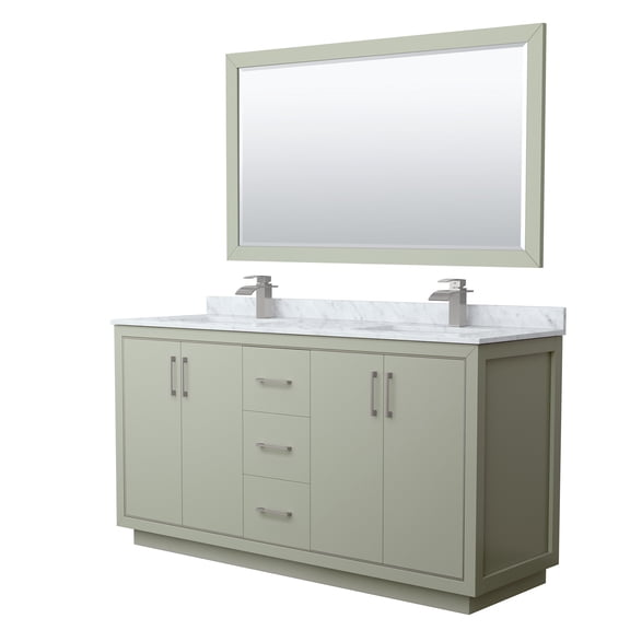 Wyndham Collection WCF111166DLGCMUNSM58 Icon 66" Free Standing Double Basin Vanity Set -