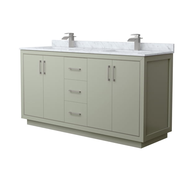 Wyndham Collection WCF111166DLGCMUNSMXX Icon 66" Free Standing Double Basin Vanity Set -