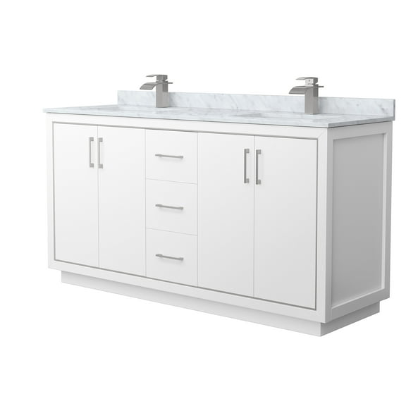 Wyndham Collection Wcf1111-66D-Nat-Mxx Icon 66" Free Standing Double Basin Vanity Set -