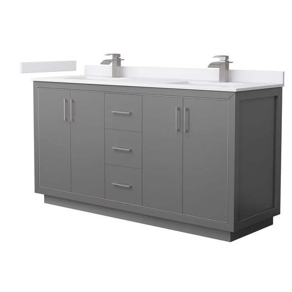 Wyndham Collection WCF111166DKGWCUNSMXX Icon 66" Free Standing Double Basin Vanity Set -
