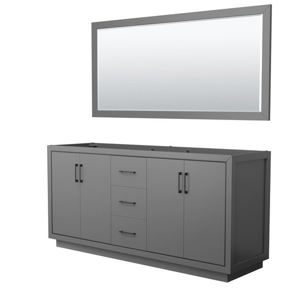 Wyndham Collection Wcf1111-72D-Cx-M70 Icon 71" Double Free Standing Vanity Cabinet - Dark
