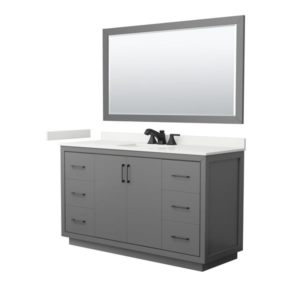 Wyndham Collection WCF111160SGBWQUS3M58 Icon 60" Free Standing Single Basin Vanity Set -