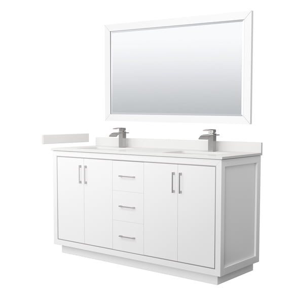 Wyndham Collection WCF111166DWHWQUNSM58 Icon 66" Free Standing Double Basin Vanity Set -