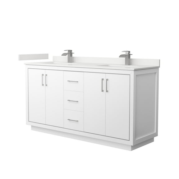 Wyndham Collection Wcf111166d-Qtz-Unsmxx Icon 66" Free Standing Double Basin Vanity Set -