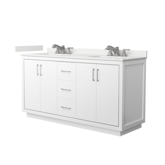 Wyndham Collection WCF111166DWHWQUS3MXX Icon 66" Free Standing Double Basin Vanity Set -