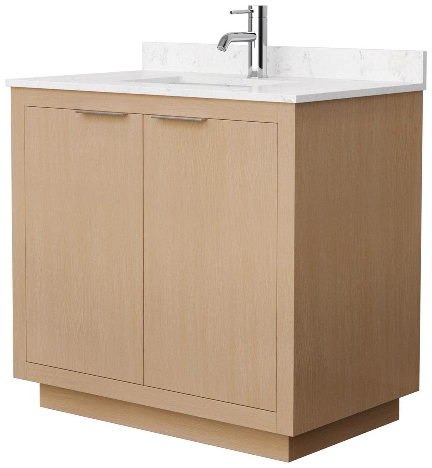 Light Straw Freestanding Single Vanity with Carrara Marble Top