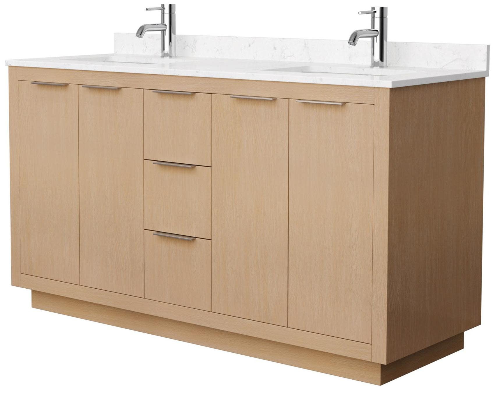 Maroni 60'' Light Straw Double Freestanding Vanity with Carrara Marble Top