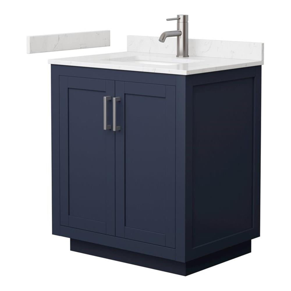 Miranda 30" Dark Blue Freestanding Bathroom Vanity with Carrara Marble Top