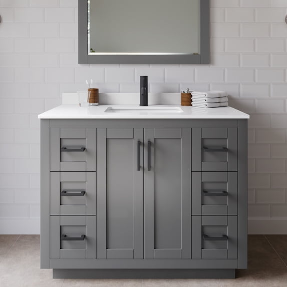 Wyndham Collection WCF292942SGBWCUNSM34 Miranda 42" Free Standing Single Basin Vanity Set