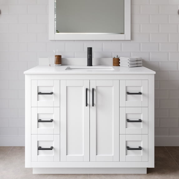 Wyndham Collection WCF292942SWBWCUNSM34 Miranda 42" Free Standing Single Basin Vanity Set