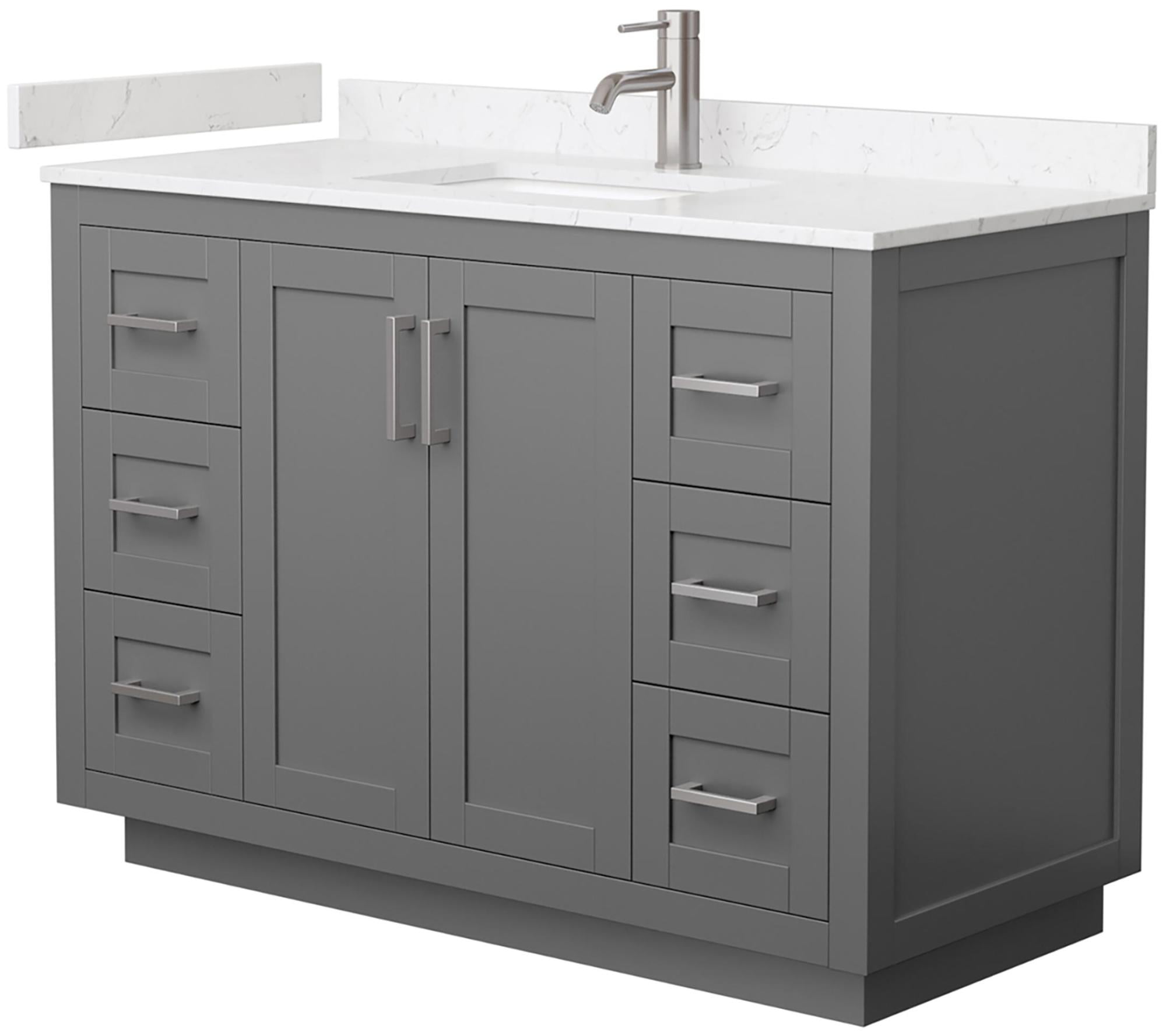 Miranda 48" Dark Gray Freestanding Bathroom Vanity with Marble Top