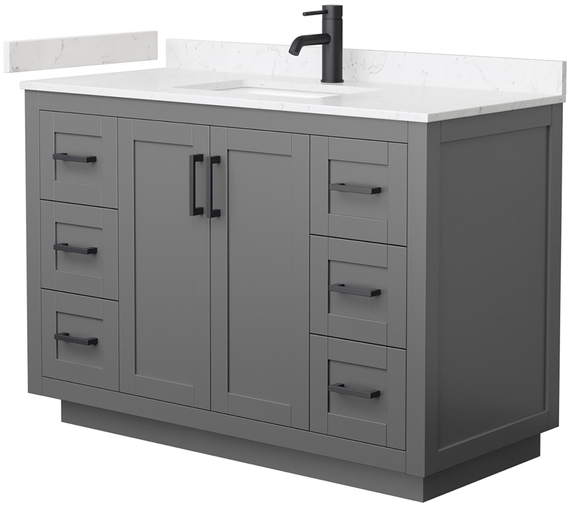Miranda 48" Dark Gray Freestanding Single Vanity with Marble Top
