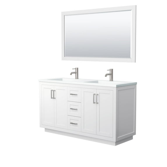 Wyndham Collection Miranda 60" Wood Double Bathroom Vanity - White/Nickel