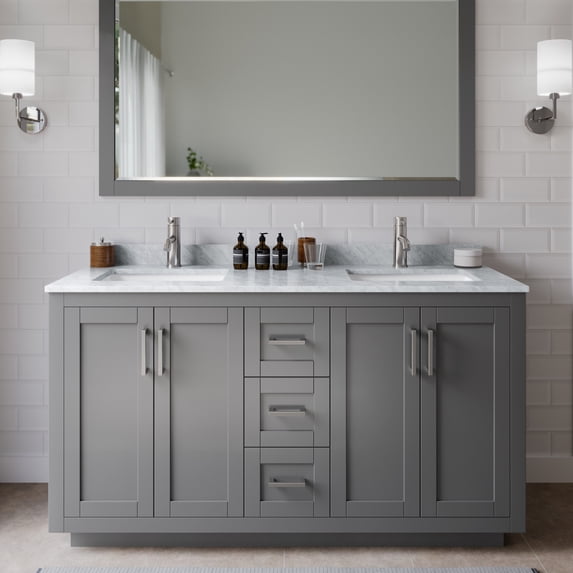 Wyndham Collection WCF292960DKGCMUNSMXX Miranda 60" Free Standing Double Basin Vanity Set