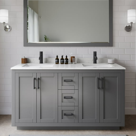 Wyndham Collection Wcf2929-60D-Vca-M58 Miranda 60" Free Standing Double Basin Vanity Set -