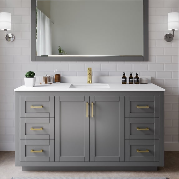 Wyndham Collection WCF292960SGGWCUNSMXX Miranda 60" Free Standing Single Basin Vanity Set
