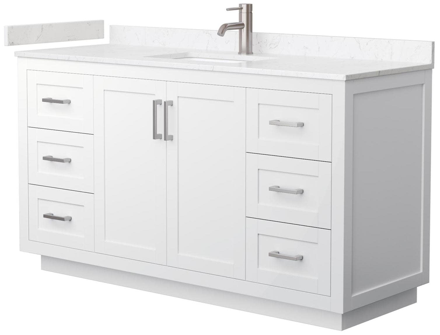 Miranda 60" White Freestanding Single Bathroom Vanity with Cultured Marble Top