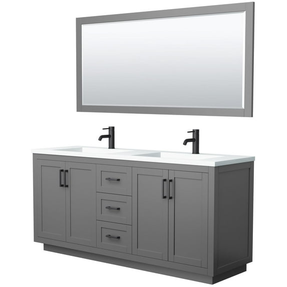 Wyndham Collection Wcf2929-72D-1Int-M70 Miranda 72" Free Standing Double Basin Vanity Set