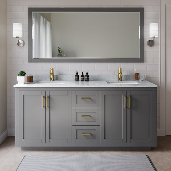 Wyndham Collection WCF292972DGGCMUNSM70 Miranda 72" Free Standing Double Basin Vanity Set