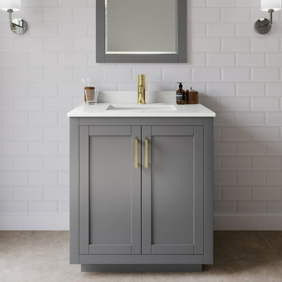 Wyndham Collection WCF292930SGGWQUNSMXX Miranda 30" Free Standing Single Basin Vanity Set