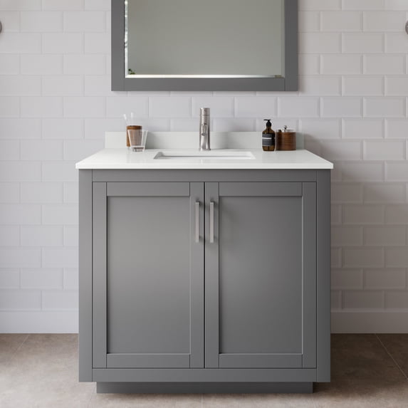 Wyndham Collection Wcf292936s-Qtz-Unsm34 Miranda 36" Free Standing Single Basin Vanity Set