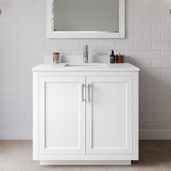 Wyndham Collection WCF292936SWHWQUNSM34 Miranda 36" Free Standing Single Basin Vanity Set