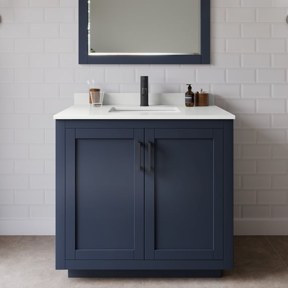 Wyndham Collection WCF292936SBBWQUNSMXX Miranda 36" Free Standing Single Basin Vanity Set