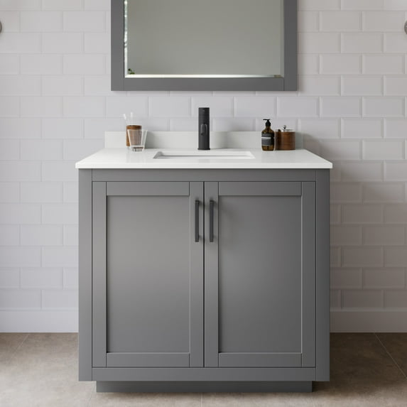 Wyndham Collection Wcf292936s-Qtz-Unsmxx Miranda 36" Free Standing Single Basin Vanity Set