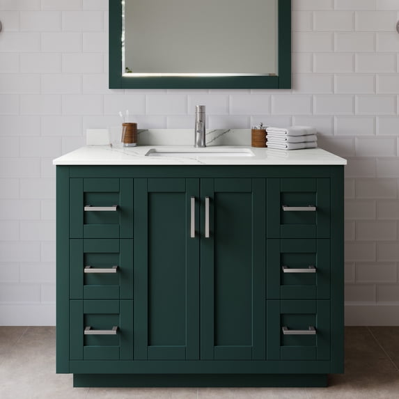 Wyndham Collection WCF292942SGEGTUNSM34 Miranda 42" Free Standing Single Basin Vanity Set