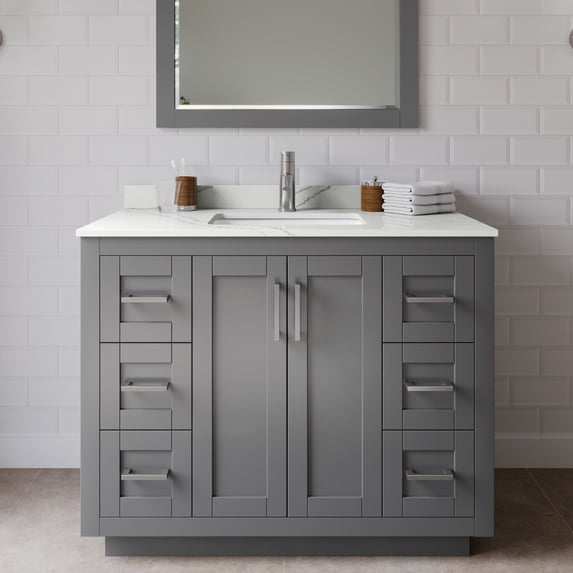 Wyndham Collection WCF292942SKGGTUNSM34 Miranda 42" Free Standing Single Basin Vanity Set