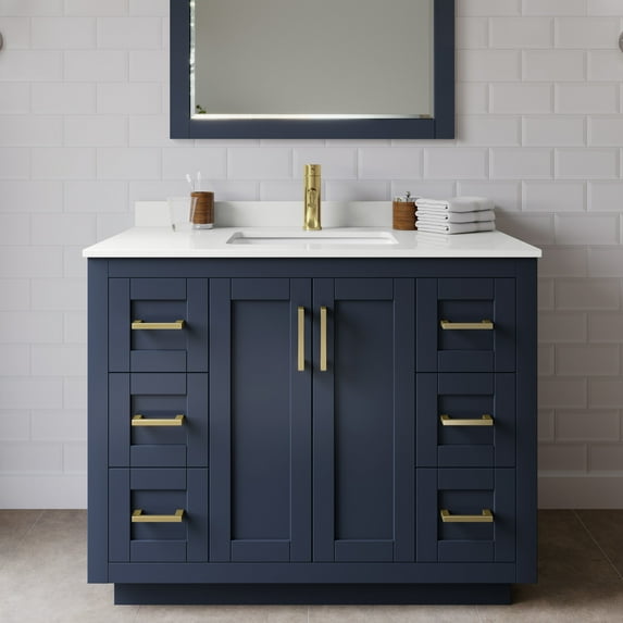 Wyndham Collection WCF292942SBLWQUNSMXX Miranda 42" Free Standing Single Basin Vanity Set