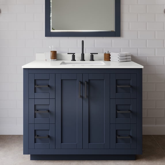 Wyndham Collection WCF292942SBBWQUS3MXX Miranda 42" Free Standing Single Basin Vanity Set