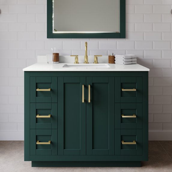 Wyndham Collection WCF292942SGDWQUS3MXX Miranda 42" Free Standing Single Basin Vanity Set