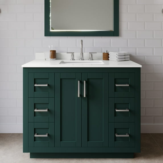Wyndham Collection WCF292942SGEWQUS3MXX Miranda 42" Free Standing Single Basin Vanity Set