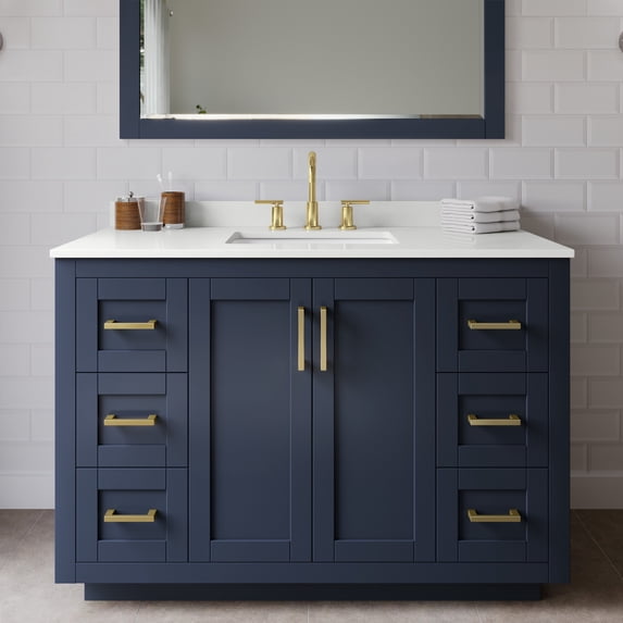 Wyndham Collection WCF292948SBLWQUS3MXX Miranda 48" Free Standing Single Basin Vanity Set
