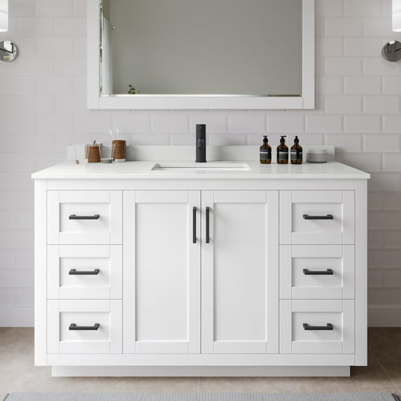 Wyndham Collection WCF292954SWBWQUNSMXX Miranda 54" Free Standing Single Basin Vanity Set