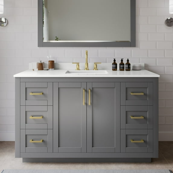 Wyndham Collection WCF292954SGGWQUS3MXX Miranda 54" Free Standing Single Basin Vanity Set