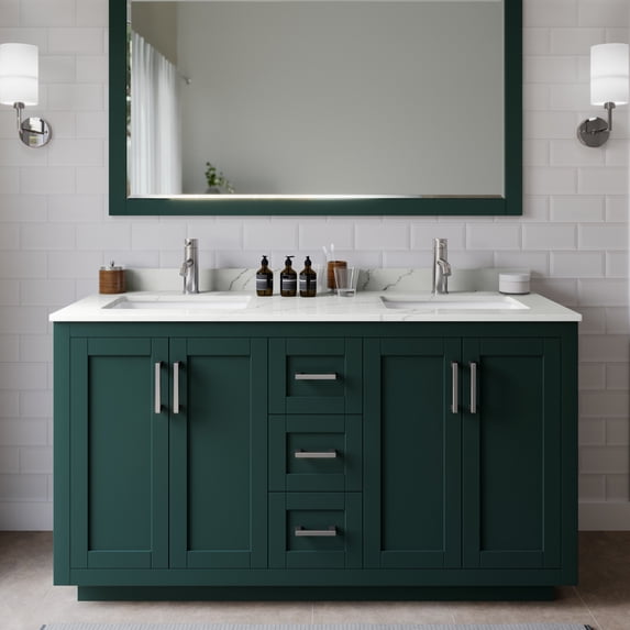 Wyndham Collection WCF292960DGEGTUNSM58 Miranda 60" Free Standing Double Basin Vanity Set