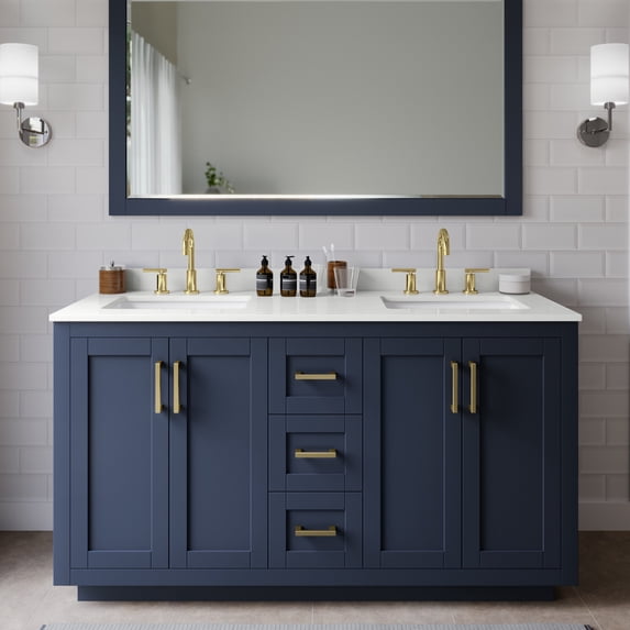 Wyndham Collection WCF292960DBLWQUS3M58 Miranda 60" Free Standing Double Basin Vanity Set